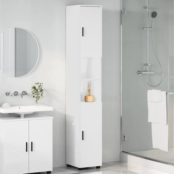 vidaXL Bathroom Cabinet with Storage High Gloss White 30 x 35 x 192 cm