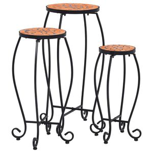 vidaXL Table | Set of 3 | Terracotta and Black | Iron frame, Ceramic top