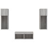 vidaXL 4 Piece TV Wall Cabinets with LED Lights Grey Sonoma