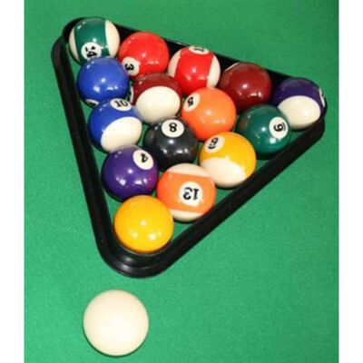 Pool ball set and triangle for billiard table