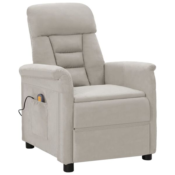 vidaXL Massage Chair Light Grey Microfiber Fabric