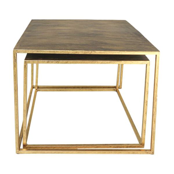 HSM Collection 2 Piece Coffee Table Set Square Gold