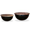 vidaXL Coffee Table Set 2 Pieces Solid Reclaimed Wood Black Bowl Shape