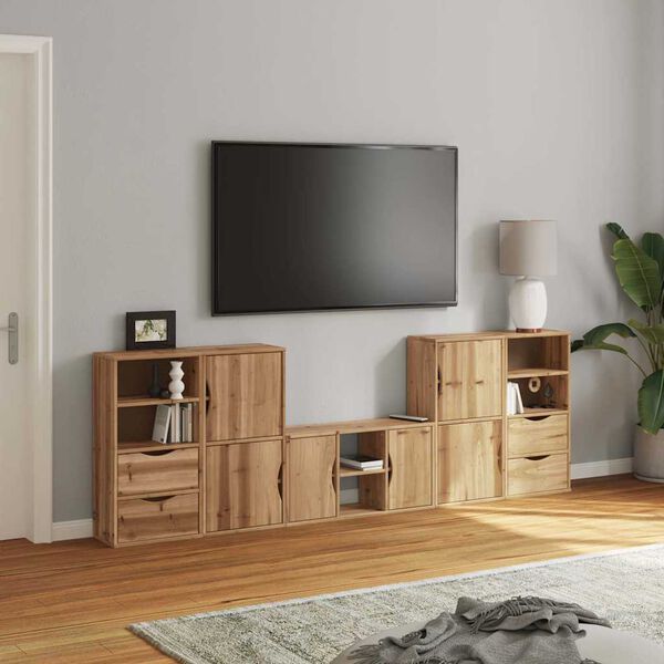 vidaXL 5 Piece TV Units with Storage ODDA Solid Wood Pine