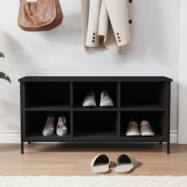 vidaXL Shoe Cabinet Black 100x35x50 cm Engineered Wood