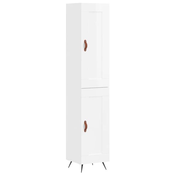 vidaXL Highboard High Gloss White 34.5x34x180 cm Engineered Wood
