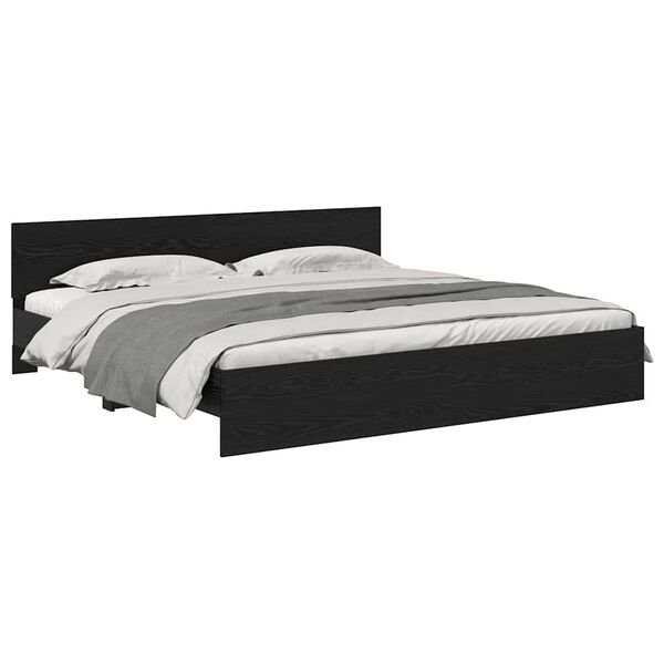 vidaXL Bed Frame with Headboard Black Oak 200 x 200 cm Engineered Wood
