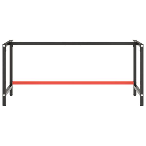 vidaXL Work Bench Frame Matte Black and Matte Red 180x57x79 cm Metal
