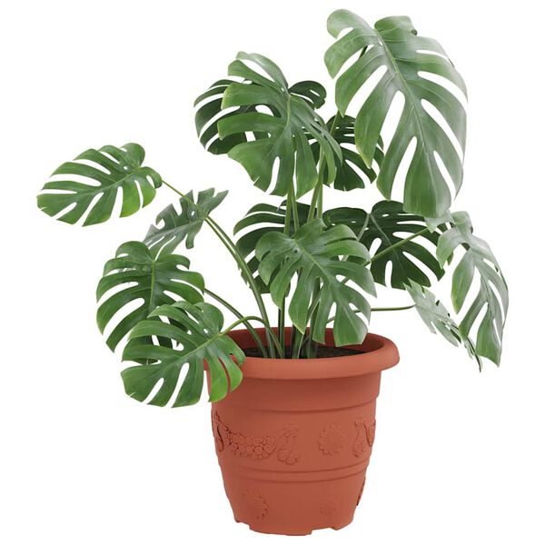 vidaXL Round Flower Pot 24 pcs Brick Red &Oslash; 30 x 25 cm Plastic