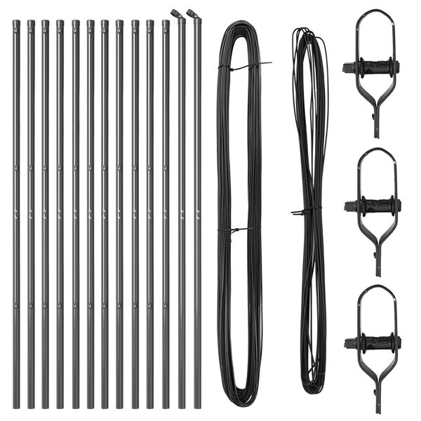 vidaXL Fence Posts Manual 13 pcs Grey Ø32mm 170 cm Galvanised steel