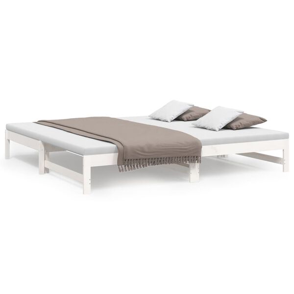 vidaXL Pull-out Day Bed without Mattress White 2x(80x200) cm
