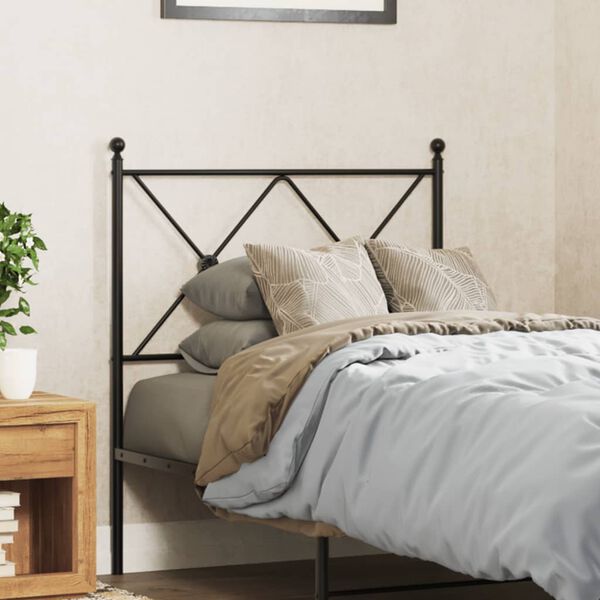 vidaXL Metal Headboard Black 80cm