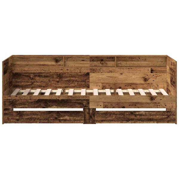 vidaXL Daybed Frame with Drawers Old wood 90 x 190 cm Engineered wood
