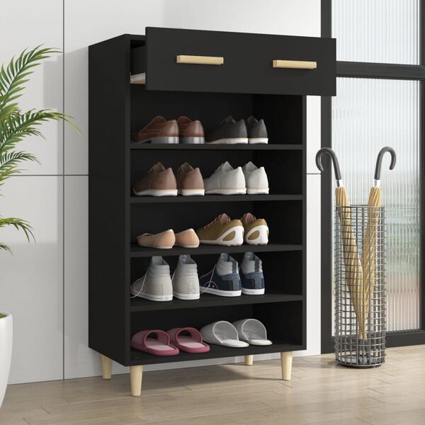 vidaXL Shoe Cabinet Black 60x35x105 cm Engineered Wood