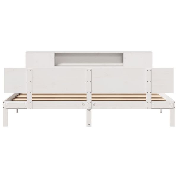 vidaXL Bookcase Bed without Mattress White 200x200cm Solid Wood Pine