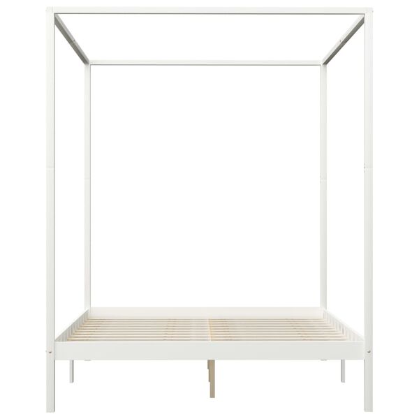 vidaXL Canopy Bed Frame without Mattress White Solid Wood 160x200 cm