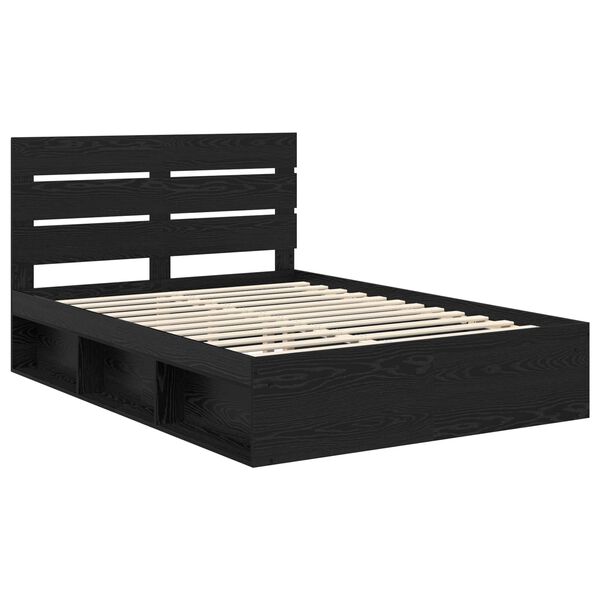 vidaXL Bed Frame with Headboard Black 140 x 190 cm Solid Pine Wood
