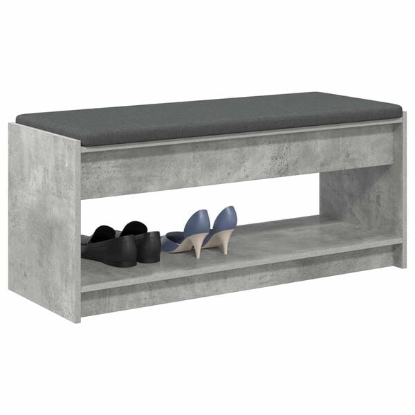 vidaXL Hall Bench with Cushion Concrete Grey 103 x 38 x 45 cm