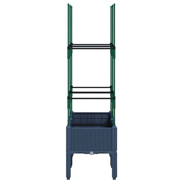 vidaXL Garden Planter with Trellis Blue Grey 80x40x142.5 cm PP