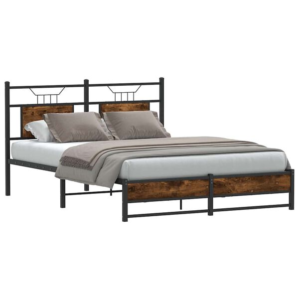 vidaXL Bed Frame without Mattress Smoked Oak 150x200 cm King Size Engineered Wood