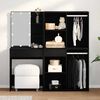 vidaXL LED Dressing Table Set with Drawer Black Oak 140 x 40 x 140 cm