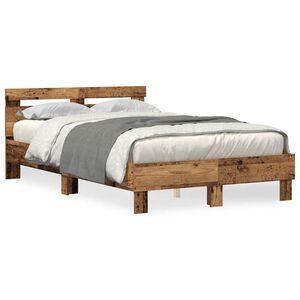 vidaXL Bed Frame with LED Old Wood 120 x 190 cm Engineered Wood