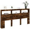 vidaXL Headboard Cabinet with LED Smoked Oak 200x17x102 cm