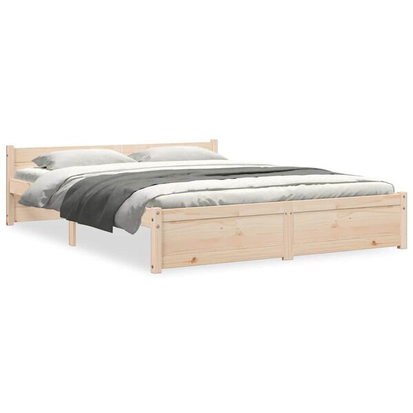 vidaXL Bed Frame without Mattress Solid Wood 150x200 cm King Size King Size