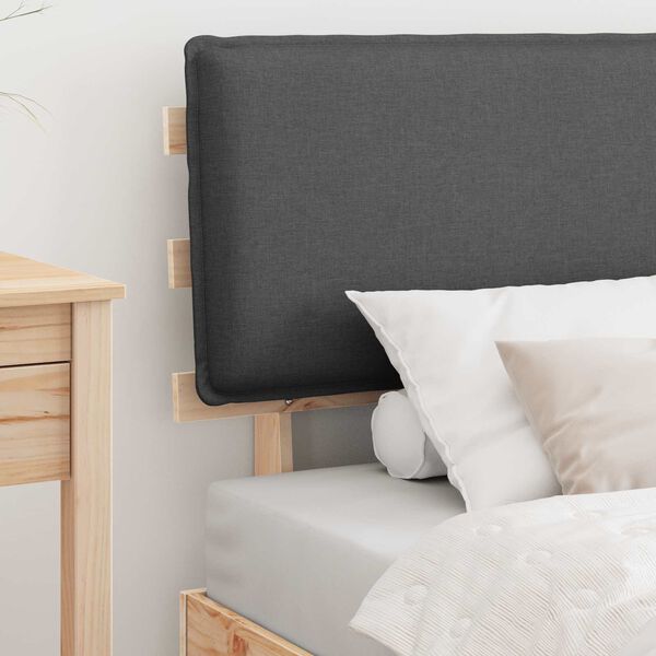 vidaXL Bed Frame with Upholstered Headboard Dark Grey 75 x 190 cm