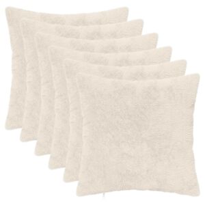 vidaXL Cushion Cover 6 pcs HEERLEN White 30 x 30 cm Faux Rabbit Fur