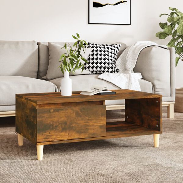 vidaXL Coffee Table Smoked Oak 90x50x36.5 cm Engineered Wood