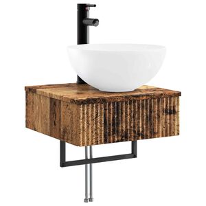 vidaXL Wall-Mounted Wash Basin Old Wood 40 x 41 x 40.5 cm