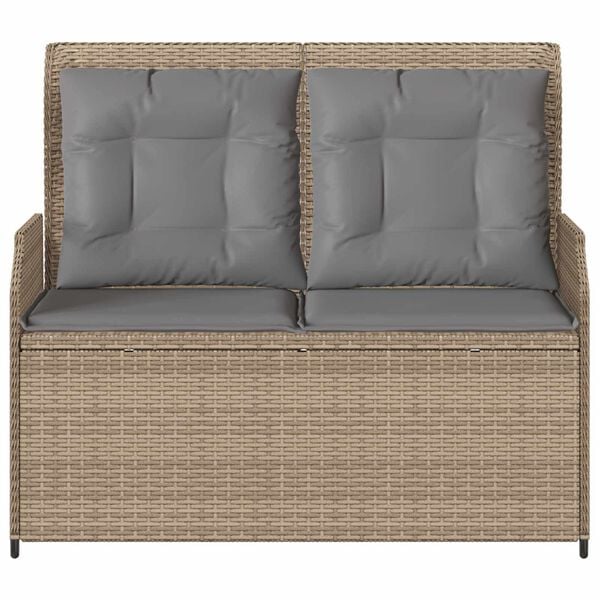 vidaXL Garden Bench Beige Poly Rattan