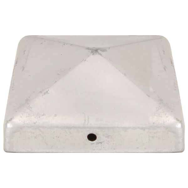 vidaXL Pyramid Fence Post Caps 6 pcs Galvanised Metal 91x91 mm