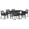 vidaXL Garden Dining Set 7 pcs Black Powder-Coated Steel
