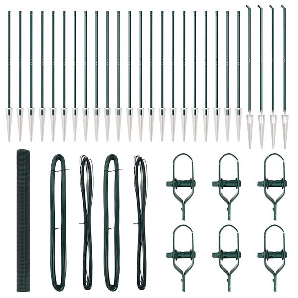 vidaXL Fence Post Green 50 x 1.5 m (16 x 16 mm mesh) Steel and PVC