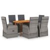 vidaXL Garden Dining Set with Cushion 7 pcs Grey Poly Rattan