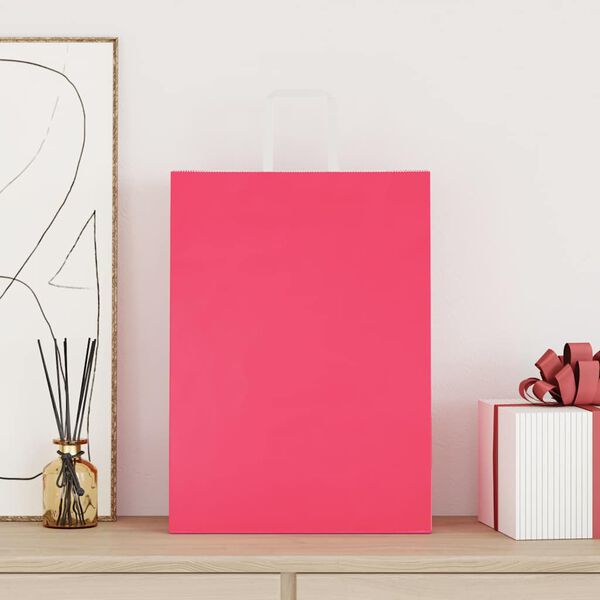 vidaXL Paper Bags 250 pcs with Handles Pink 32x17x44 cm