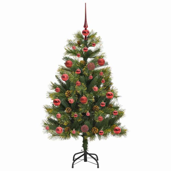 vidaXL Artificial Hinged Christmas Tree with Cones Green 120 cm