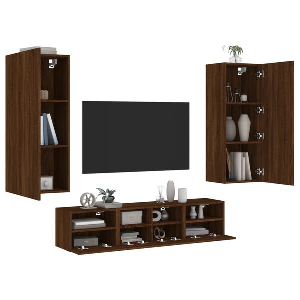 vidaXL 5 Piece TV Wall Units Brown Oak Engineered Wood