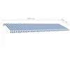vidaXL Manual Retractable Awning with LED 600x300 cm Blue and White