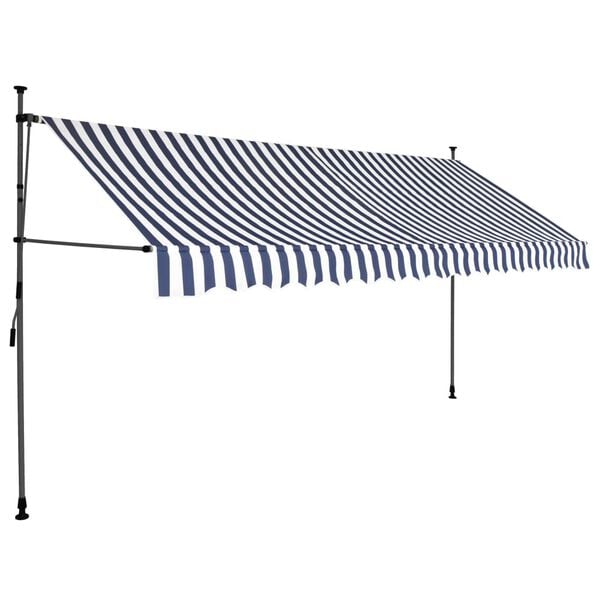 vidaXL Manual Retractable Awning with LED 400 cm Blue and White