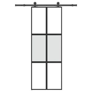 vidaXL Sliding Door with Hardware Set 76x205 cm Tempered Glass&Aluminium