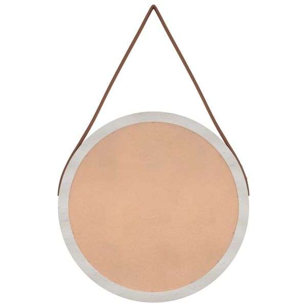 vidaXL Wall Mirror with Strap White &Oslash; 35 cm