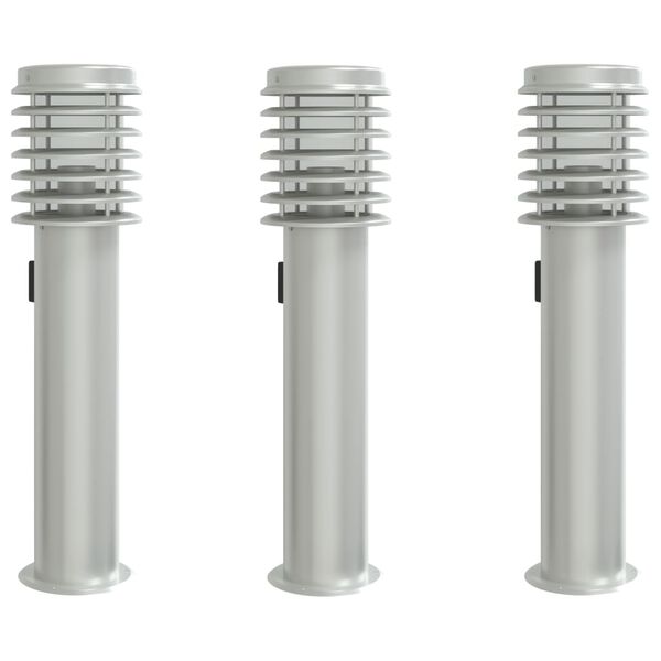 vidaXL Outdoor Floor Lamps with Outlet 3pcs Silver 60 cm Stainless Steel