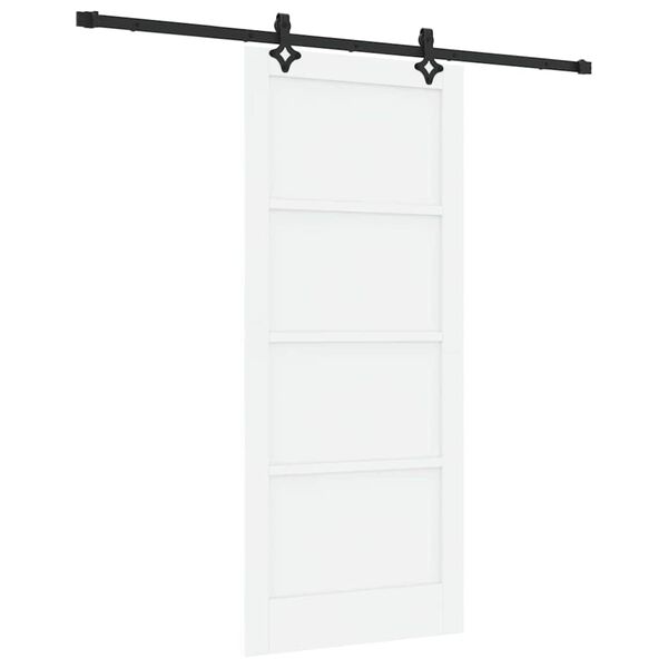 vidaXL Sliding Door White and Black 86 x 198.5 cm Solid Pine Wood