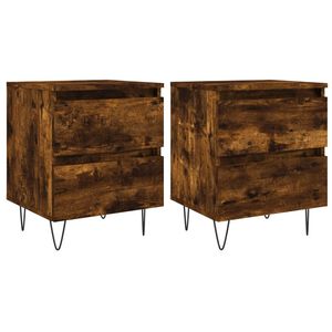 vidaXL Bedside Cabinets 2 pcs Smoked Oak 40x35x50 cm Engineered Wood