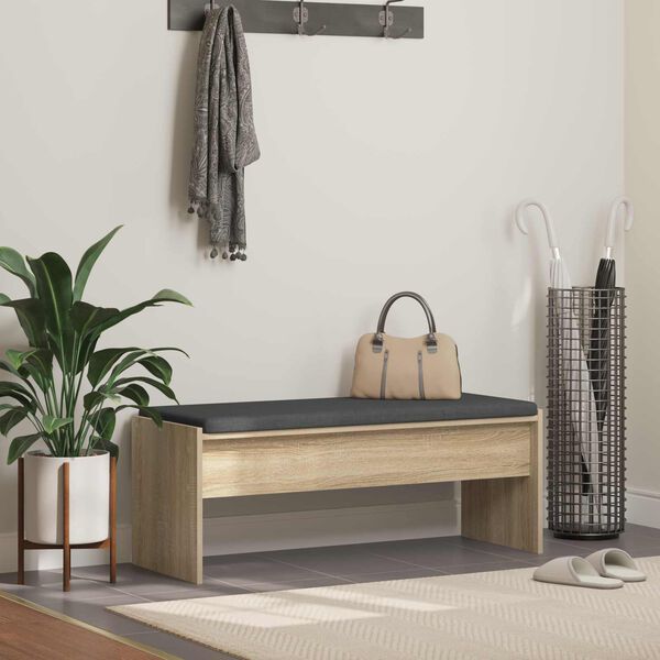 vidaXL Hall Bench with Cushion Sonoma Oak 103 x 38 x 40 cm