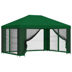 vidaXL Garden Gazebo with Sidewalls 4 x 3 m Green Polyester and Steel
