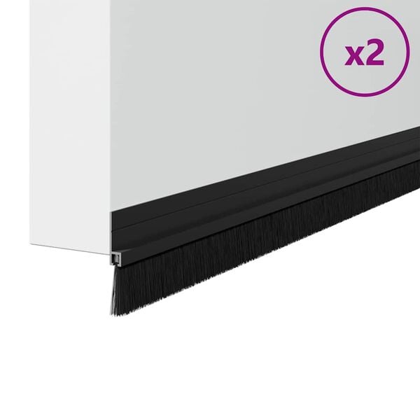 vidaXL Self-adhesive Door Brush Seals 2 pcs Black 100 cm